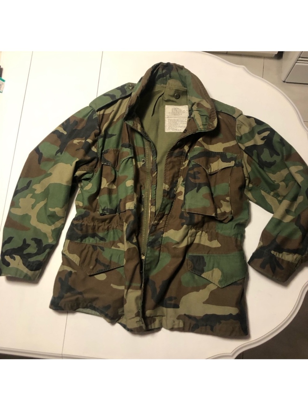 Vintage Camouflage Military-Style Jacket - Green Camo